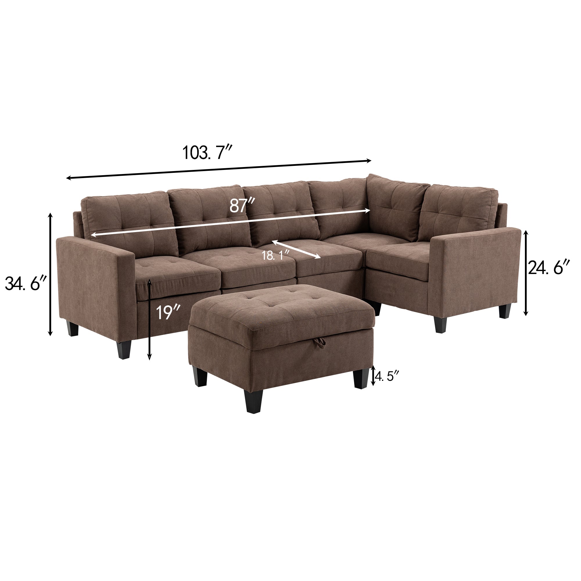 Modular Sectional Sofa Assemble Modular Sectional Sofas Bundle Set Cushions, Easy to Assemble Left & Right Arm Chair,Corner Chair, Ottomans Table
