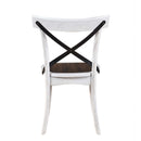 2 Pieces Set Dining Side Chair Rustic Modern Farmhouse Design Retro Design With Metal X Design - Antique Dark Oak / Antique White