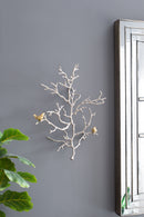 Metal Branch Wall Sculptures With Bird Accents (Set of 2) - Silver Multi