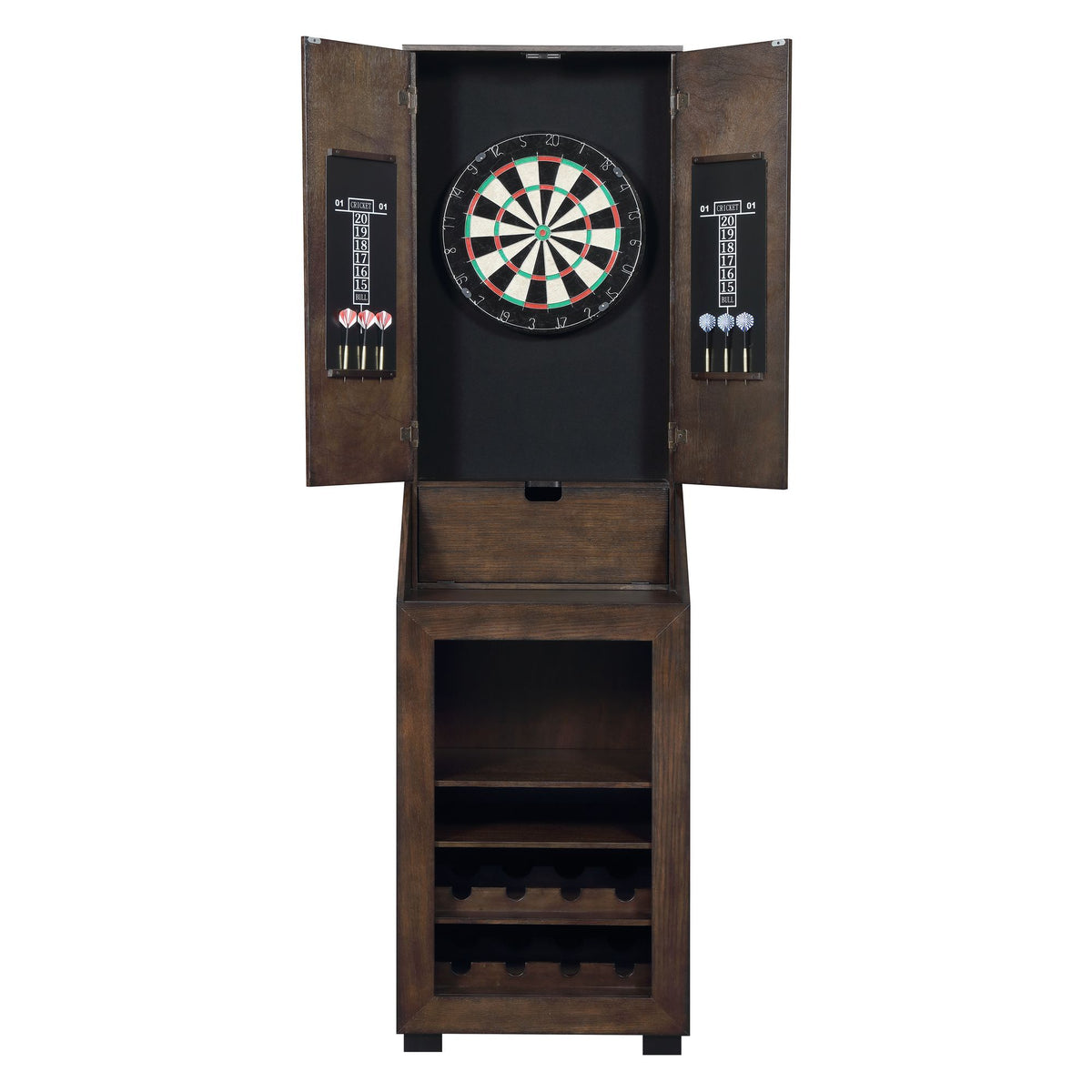 Bone Dartboard Cabinet Ssg-120405 Cabinet With Dartboard in Dark Brown by Elements International, view 6