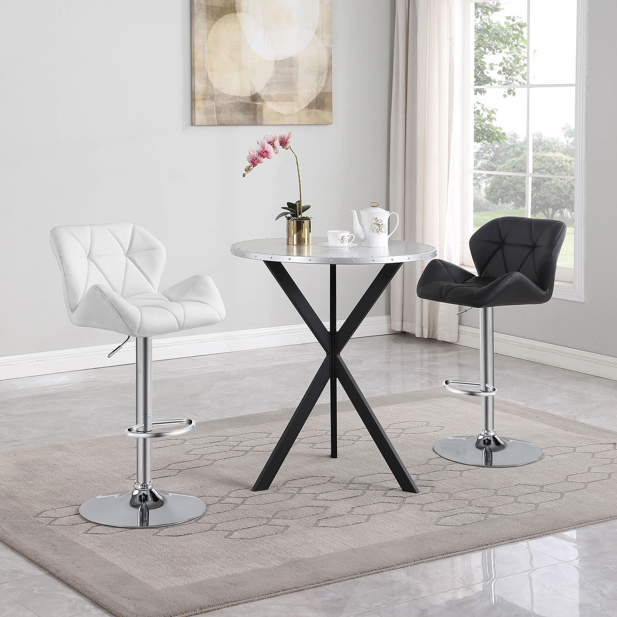 Berrington Upholstered Adjustable Bar Stool Black (Set of 2) - Atlantic Fine Furniture Melbourne FL