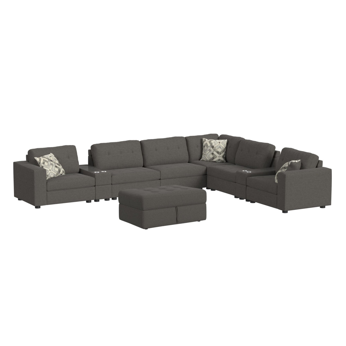 Options One Living Room Set Sectional in Blue by Elements International, view 5