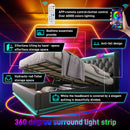 Upholstered Bed, 360 Surround LED Function, Remote Control, Hydraulic Storage Bed With USB, Type-C Charging (Without Mattress)