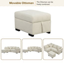 L-Shaped Sectional Pull Out Sofa Bed Sleeper Sofa With Two USB Ports, Two Power Sockets And A Movable Storage Ottoman