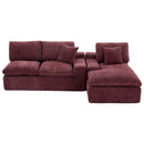Cloud Sectional Sofa With Double Layer Cushion And Side Pockets, Free-Combined