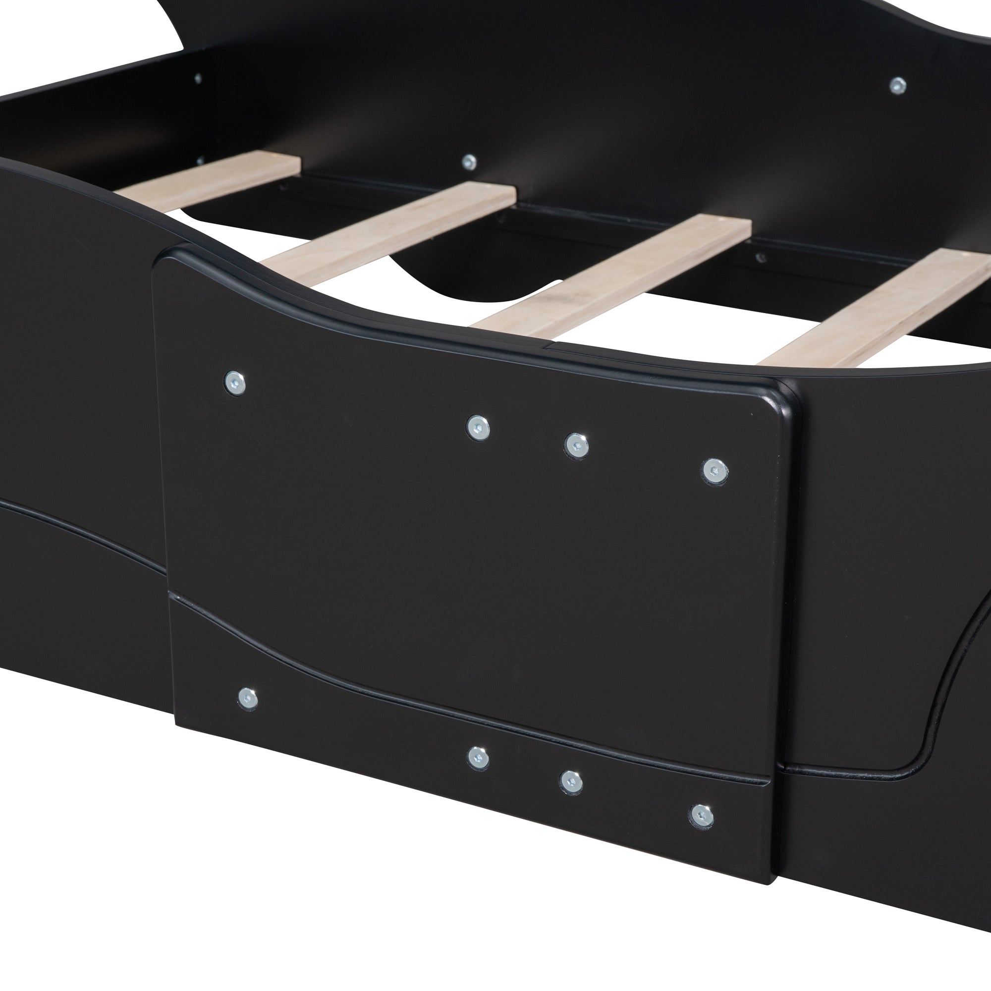 Twin Size Race Car-Shaped Platform Bed with Wheels,Black - Atlantic Fine Furniture Melbourne FL