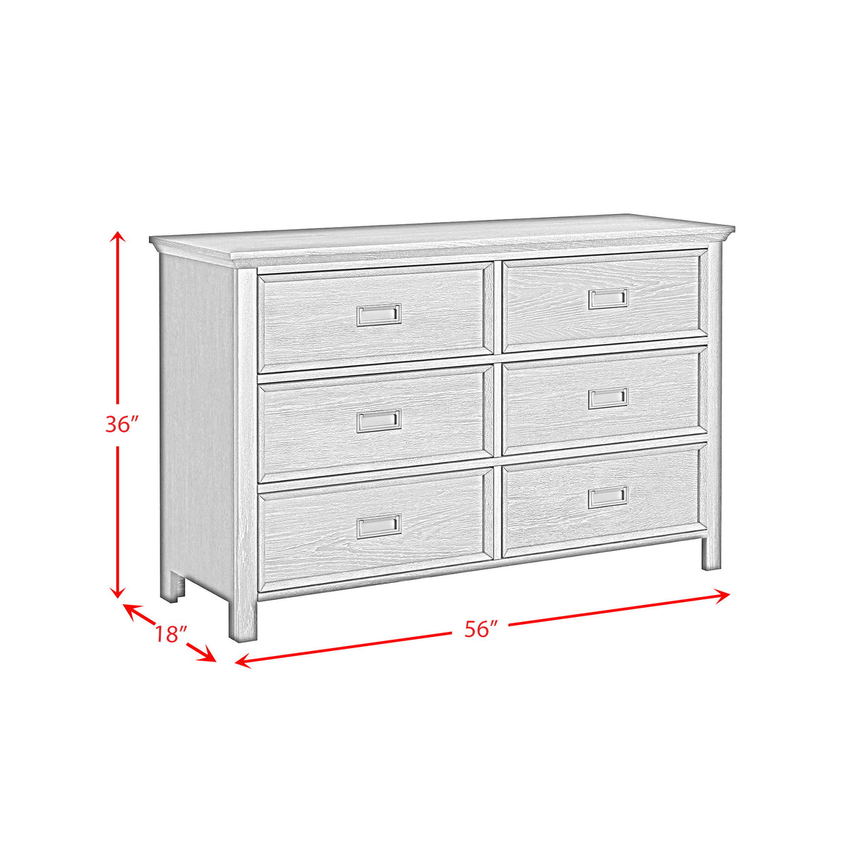Hampton Kids 6-Drawer Dresser in Black by Elements International, view 6