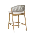 Outdoor 26" Counter Height Metal Frame Counter Stools With Scallop Shaped Backrest & Water Resistant Cushions