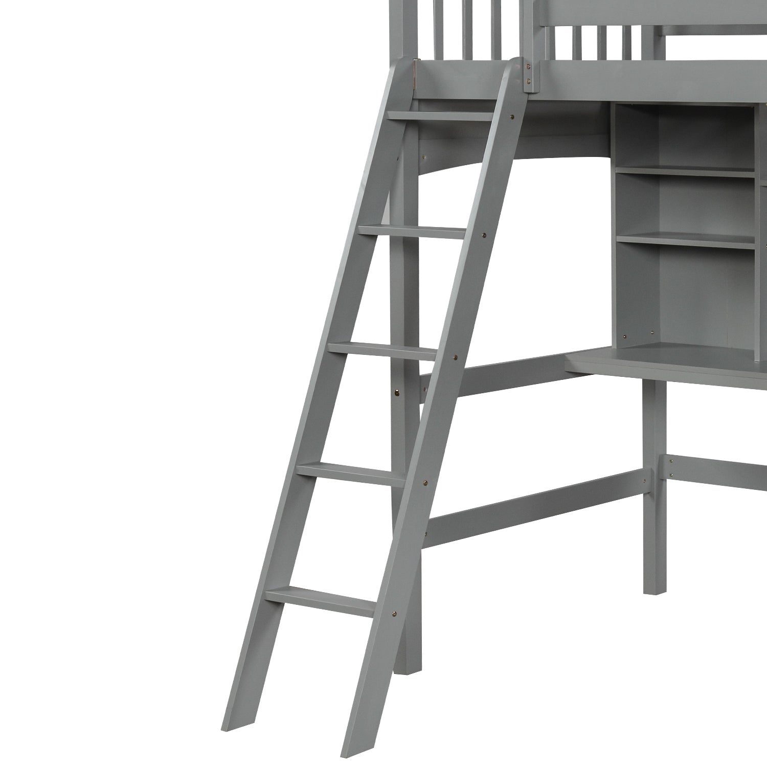 Twin size Loft Bed with Storage Shelves, Desk and Ladder, Gray(OLD SKU :LP000140EAA) - Atlantic Fine Furniture Melbourne FL