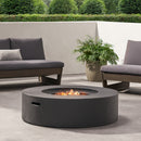 Modern Lightweight Concrete Outdoor Circular Fire Pit 50,000 Btu