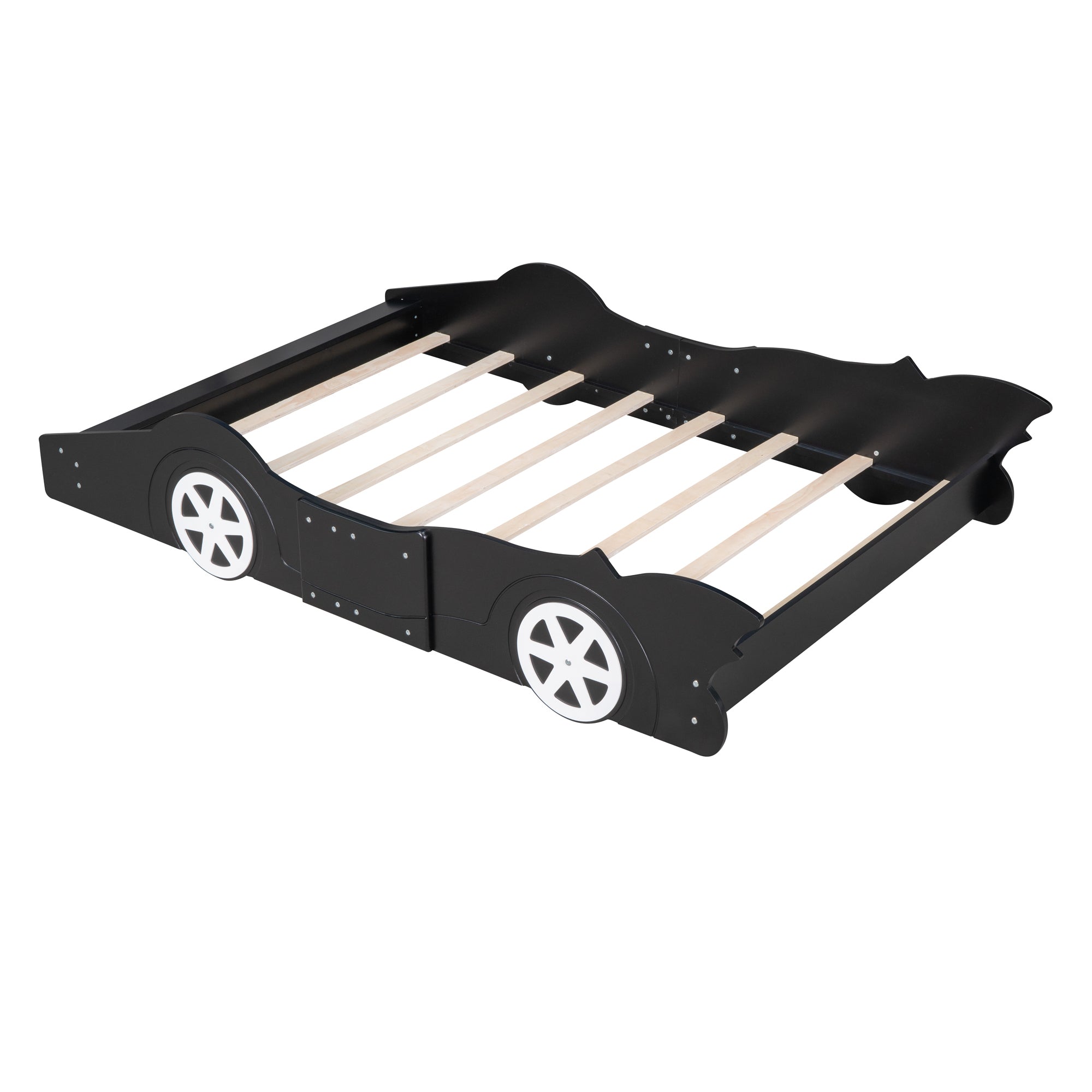 Full Size Race Car-Shaped Platform Bed with Wheels,Black - Atlantic Fine Furniture Melbourne FL