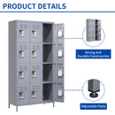 12 Door Lockers With Lock For Secure Storage Construction - Gray