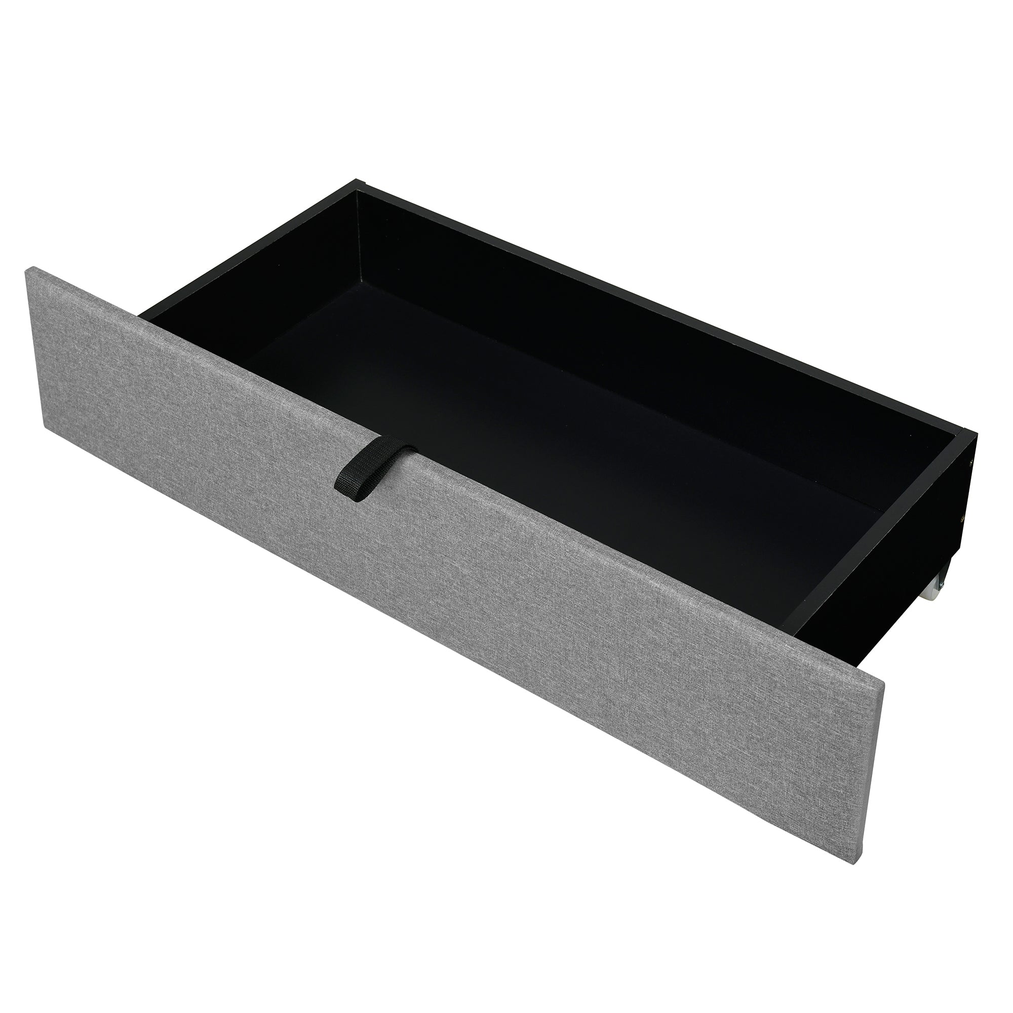 Queen size Upholstered Platform Bed with Storage Headboard, Twin XL Size Trundle & 2 drawers and a set of Sockets & USB Ports, Linen Fabric, Gray - Atlantic Fine Furniture Melbourne FL