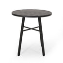 3 Piece Metal Bistro Set With 2 Curved Armrest Chairs - Black