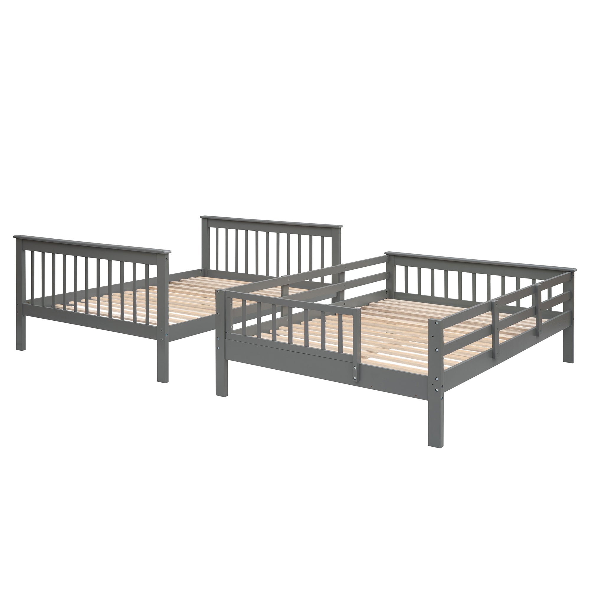 Stairway Full-Over-Full Bunk Bed with Storage and Guard Rail for Bedroom, Dorm, Gray(OLD SKU:LP000110AAE) - Atlantic Fine Furniture Melbourne FL