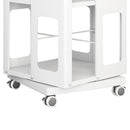 4 Tier All Steel Rotating Bookshelf With 360° Wheels, Large Size Sturdy & Spacious Book Rack, New Style Bookshelf - White