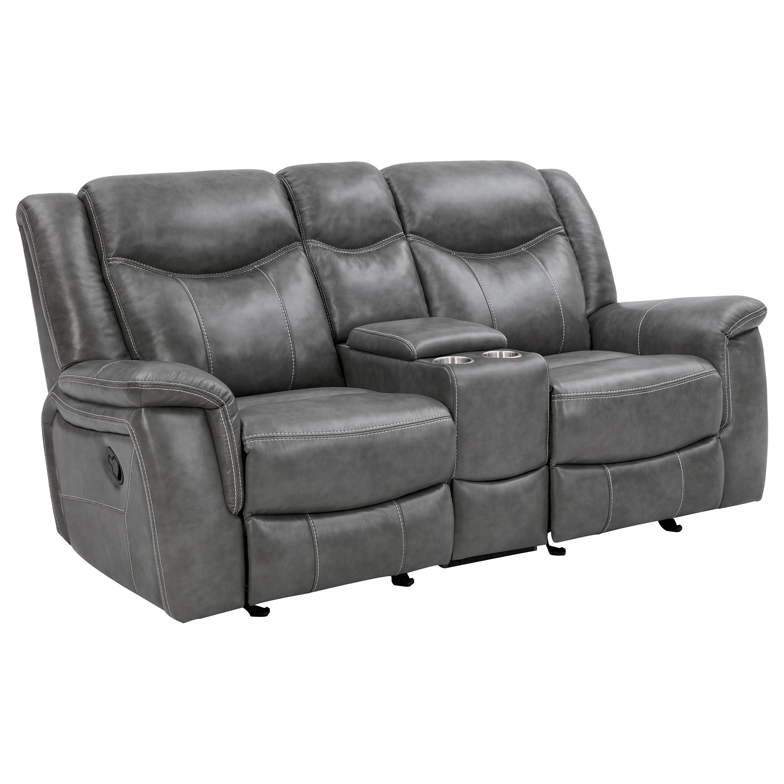 Conrad Upholstered Padded Arm Glider Loveseat Grey — view 1