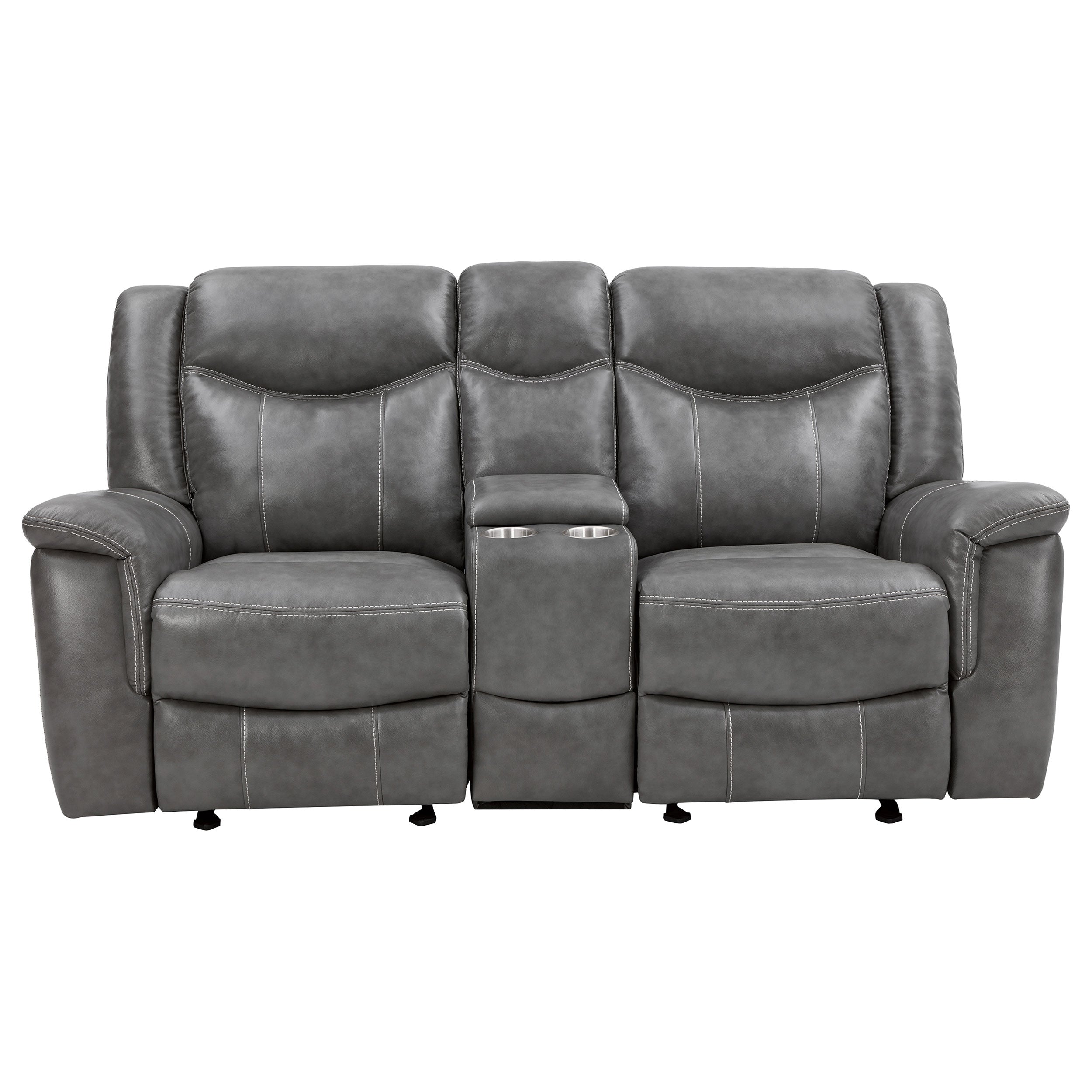 Conrad Upholstered Padded Arm Glider Loveseat Grey — view 6
