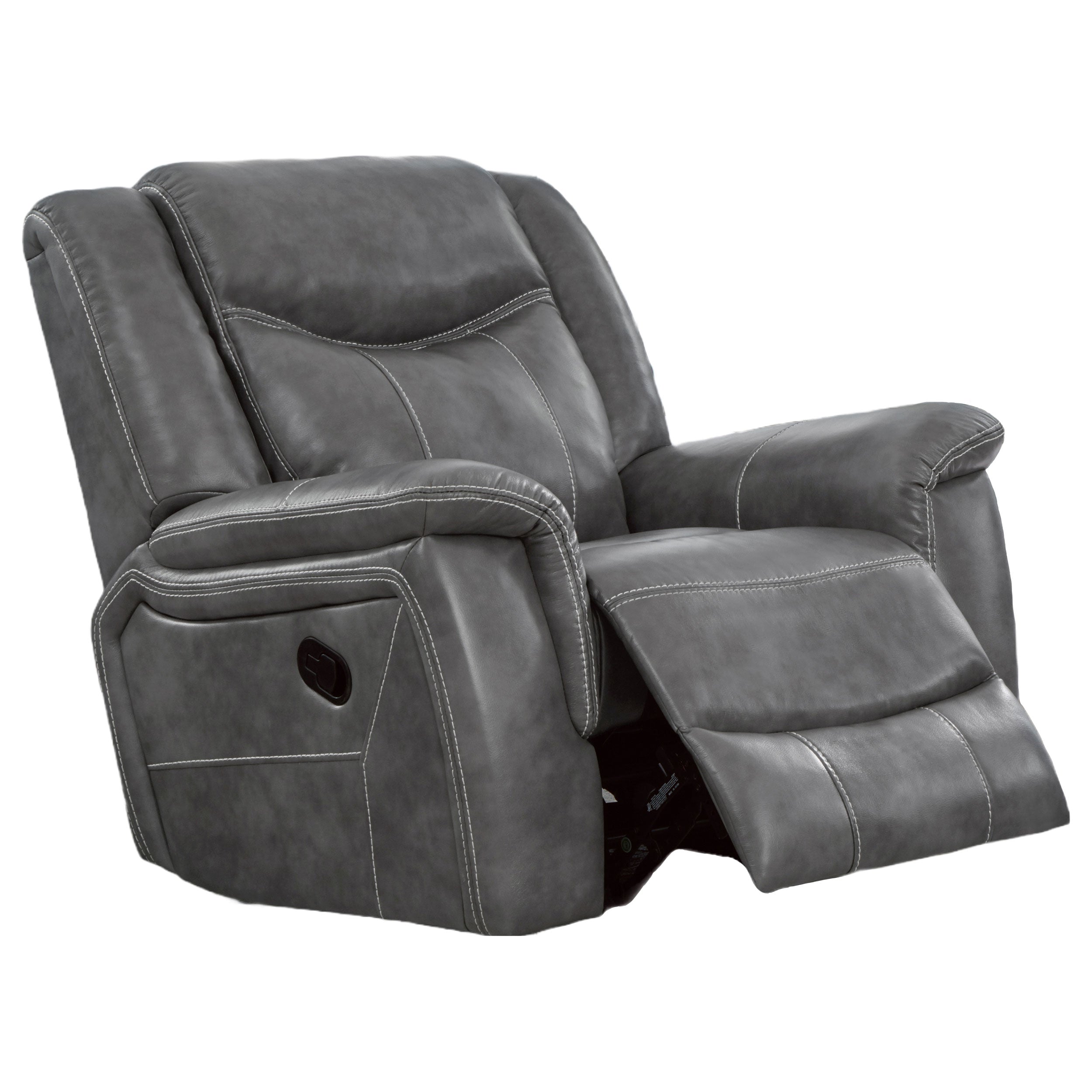 Conrad Upholstered Padded Arm Glider Recliner Grey — view 4