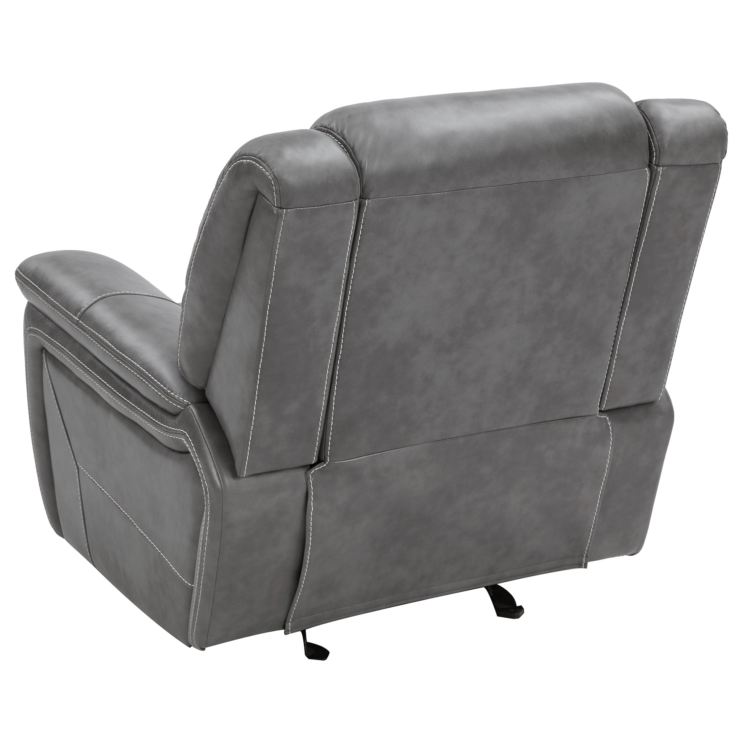 Conrad Upholstered Padded Arm Glider Recliner Grey — view 8