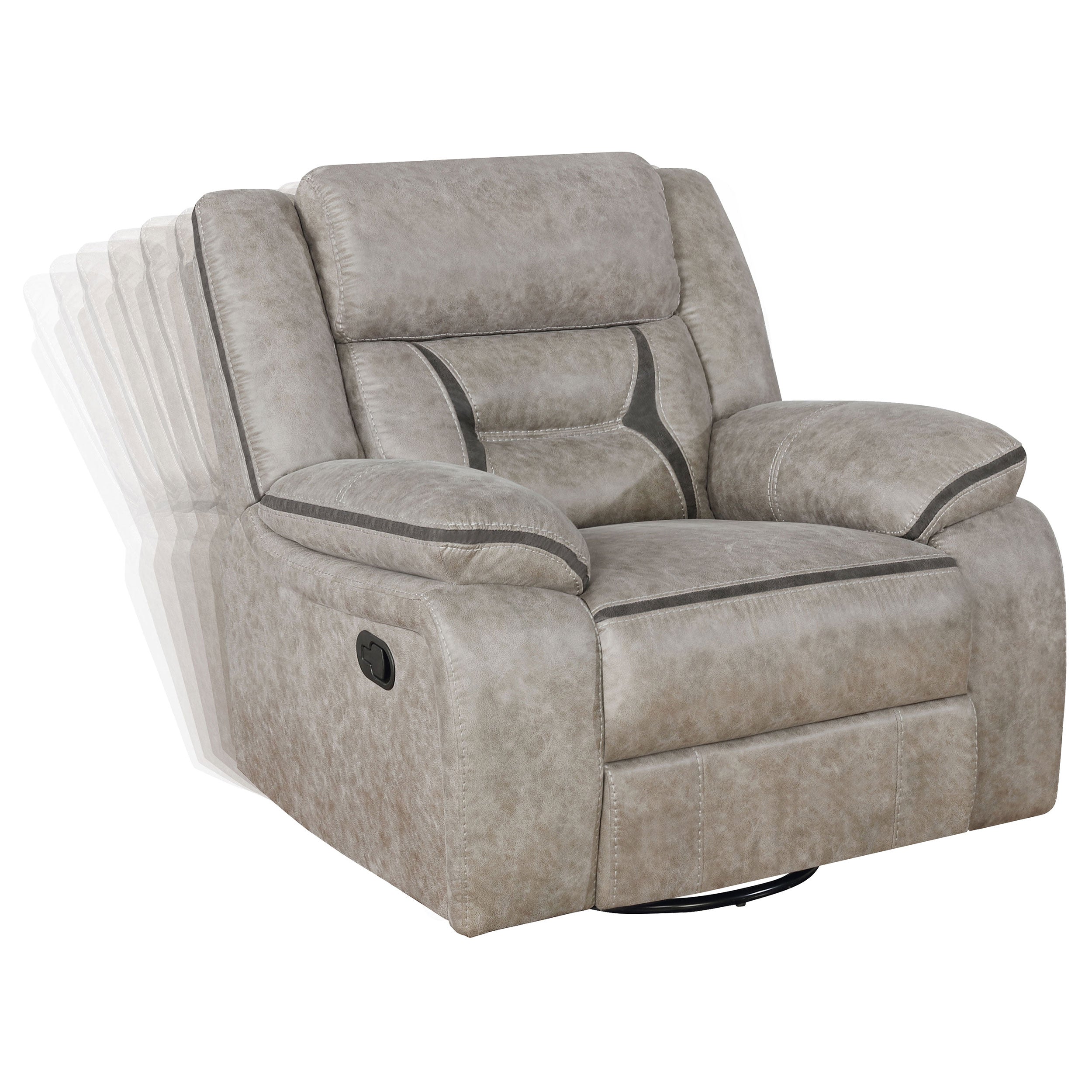 Greer Upholstered Swivel Glider Recliner Chair Taupe — view 4
