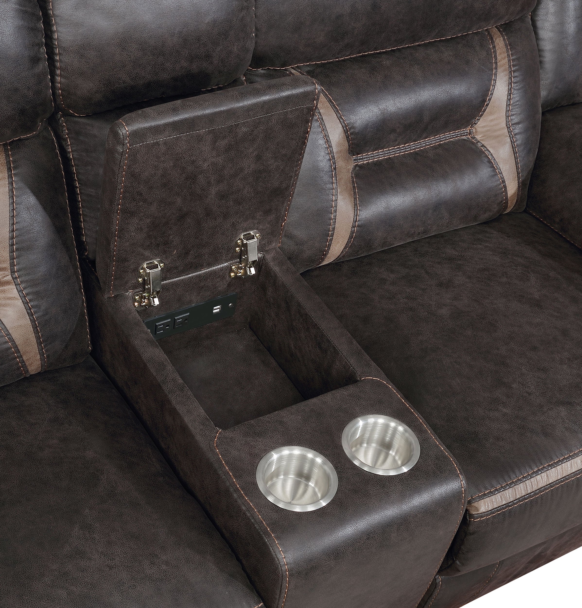 Greer 2-piece Upholstered Reclining Sofa Set Brown — view 8