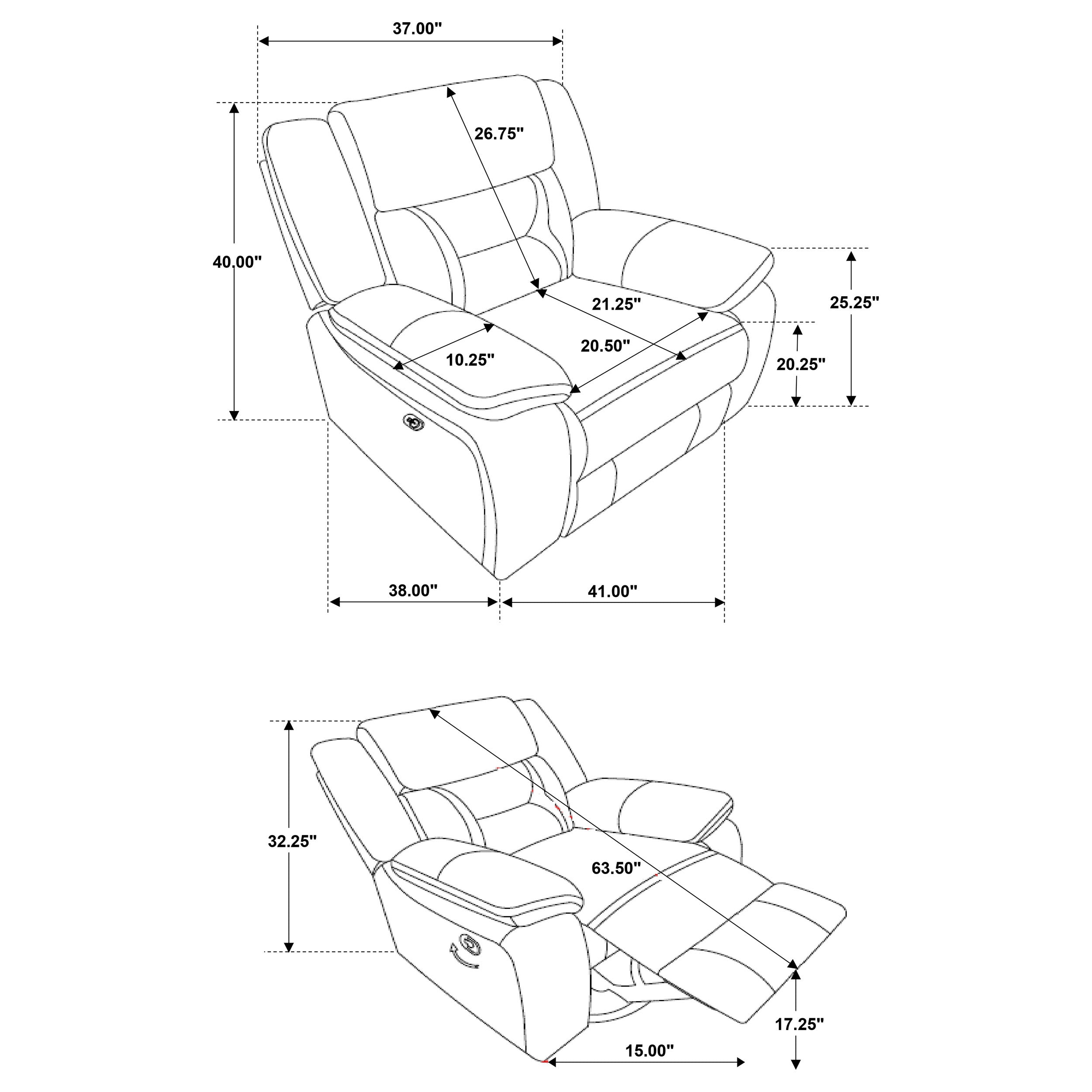 Greer Upholstered Swivel Glider Recliner Chair Brown — view 7