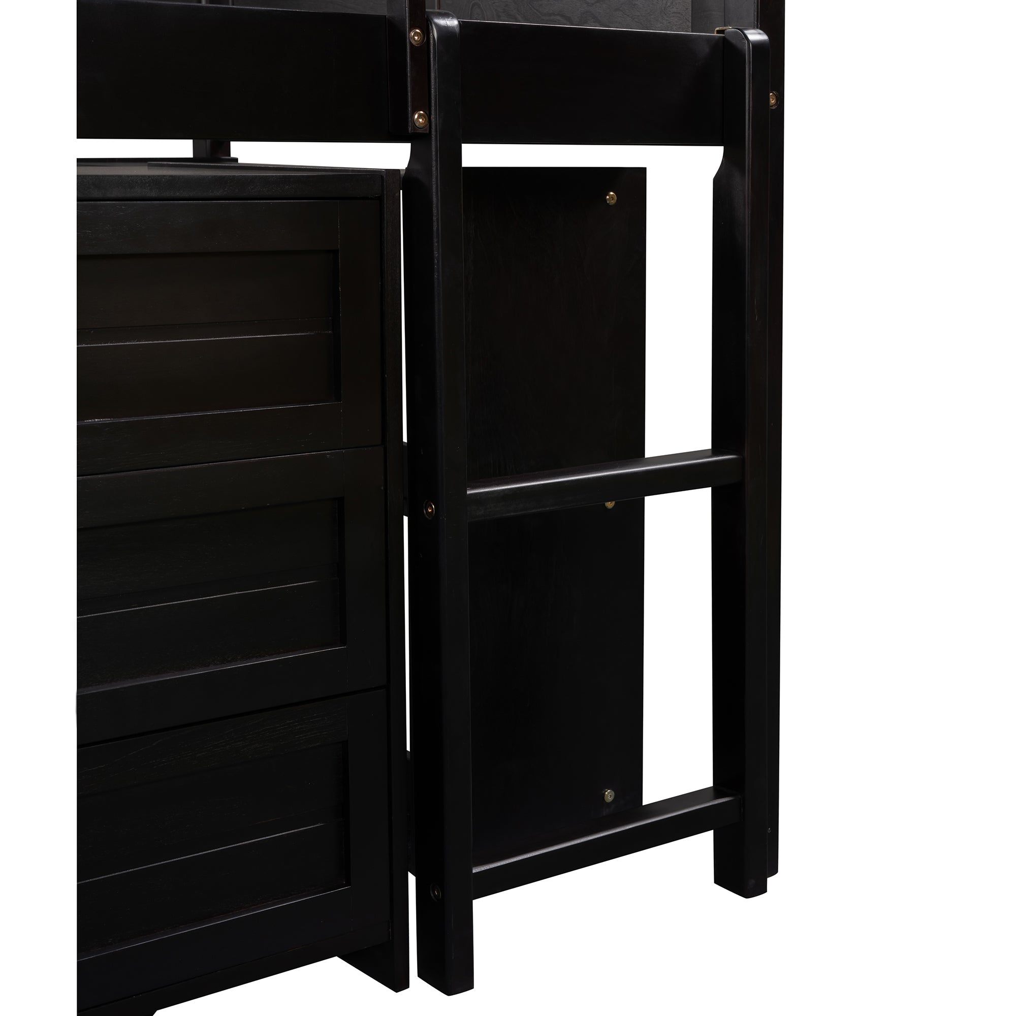Low Twin Size Loft Bed with Cabinets, Shelves and Slide - Espresso(OLD SKU :LP000503AAP) - Atlantic Fine Furniture Melbourne FL