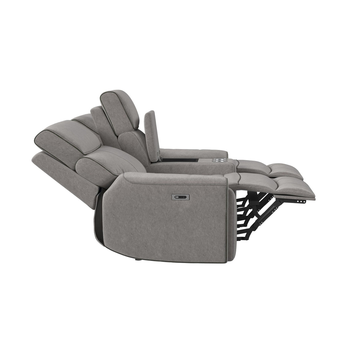 Jackpot P1 Loveseat With Console in Explore Light Gray by Elements International, view 5