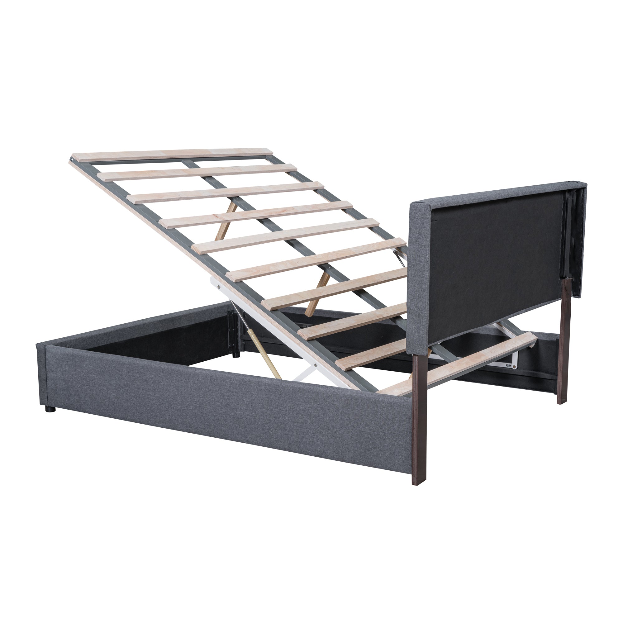 Full Size Upholstered Bed with Hydraulic Storage System and LED Light, Gray - Atlantic Fine Furniture Melbourne FL