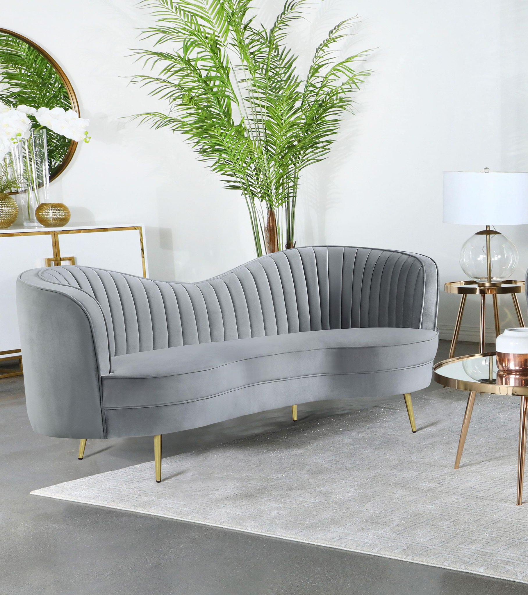 Sophia Upholstered Channel Tufted Loveseat Grey