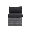 5 Pieces Rattan Sectional Outdoor Furniture Cushioned U Sof Set With 2 Pillow - Gray / Black