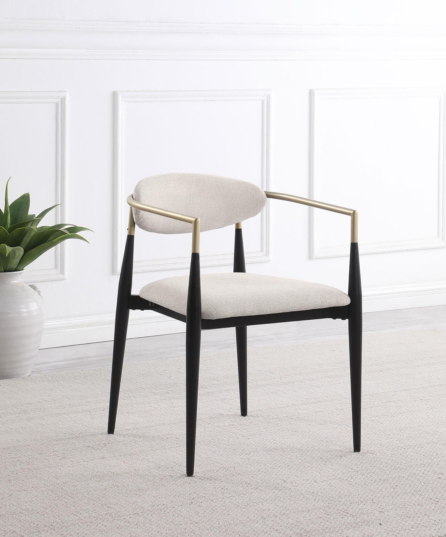 Alexis Fabric Upholstered Dining Arm Chair Beige (Set of 2) - Atlantic Fine Furniture Melbourne FL