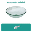 Crackle Vessel Sink, Round Bowl With Pop Up Drain - Clear