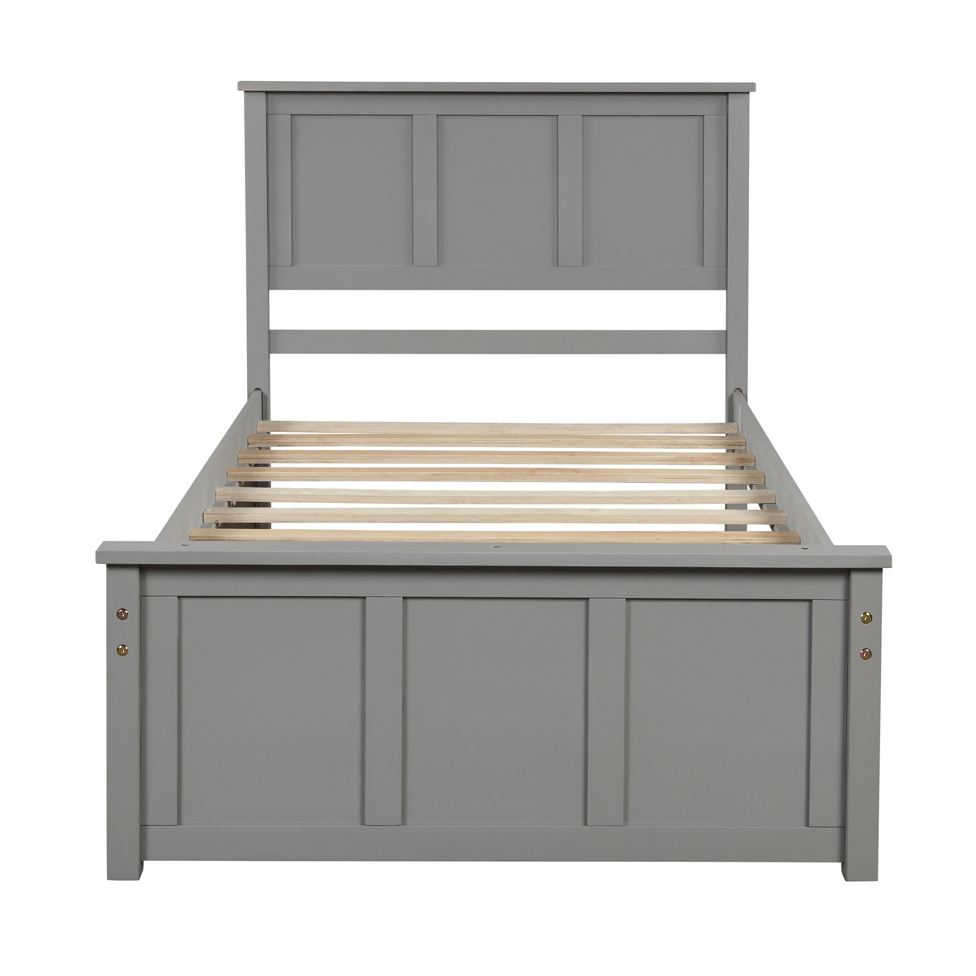 Platform Bed with Twin Size Trundle, Twin Size Frame, Gray - Atlantic Fine Furniture Melbourne FL