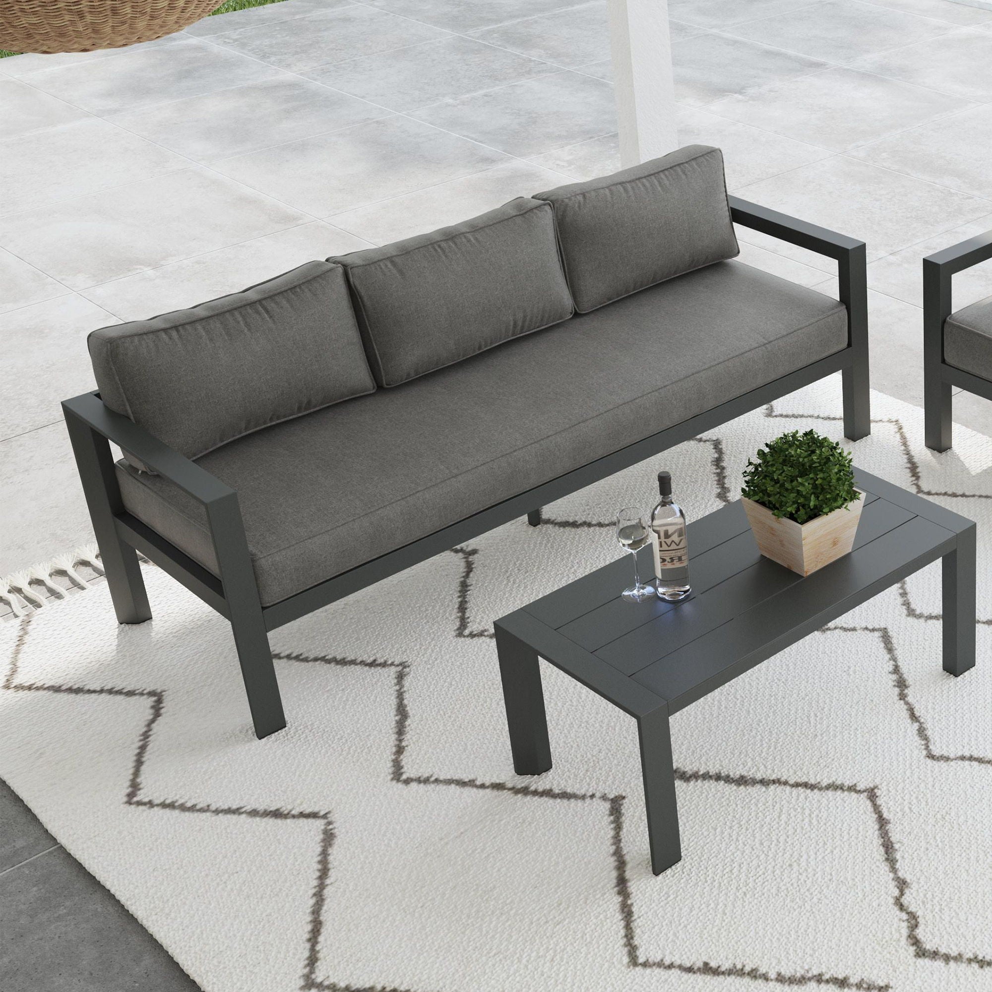 Grayton - Outdoor Aluminum Sofa - Dark Gray