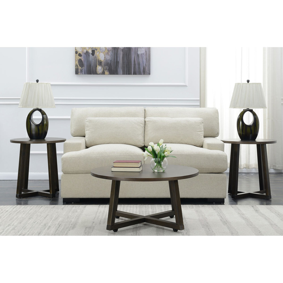Industrial 3 Piece Occasional Table Set in Brown by Elements International, view 4