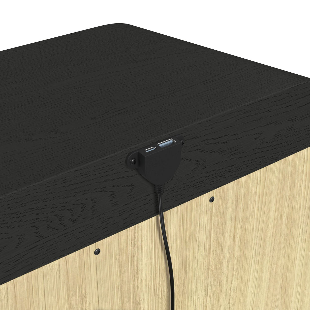 Ridgemont 2-Drawer Nightstand With USB in Black by Elements International, view 13