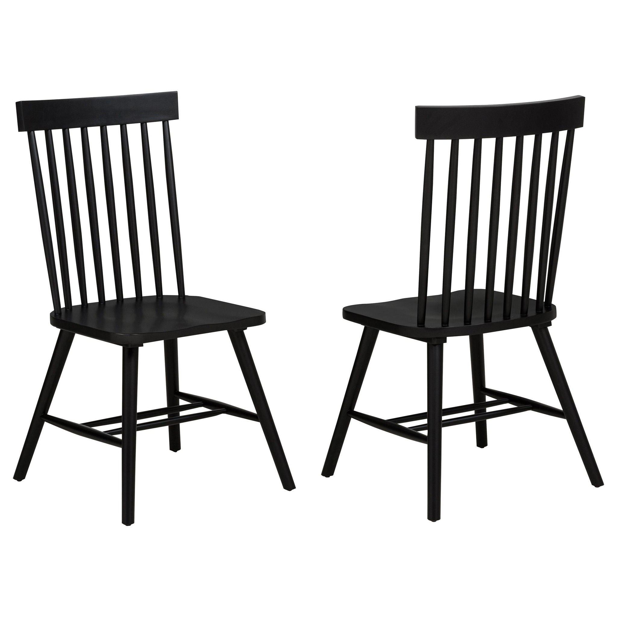 Andrews Windsor Spindle Back Dining Side Chair Black (Set of 2) - Atlantic Fine Furniture Melbourne FL