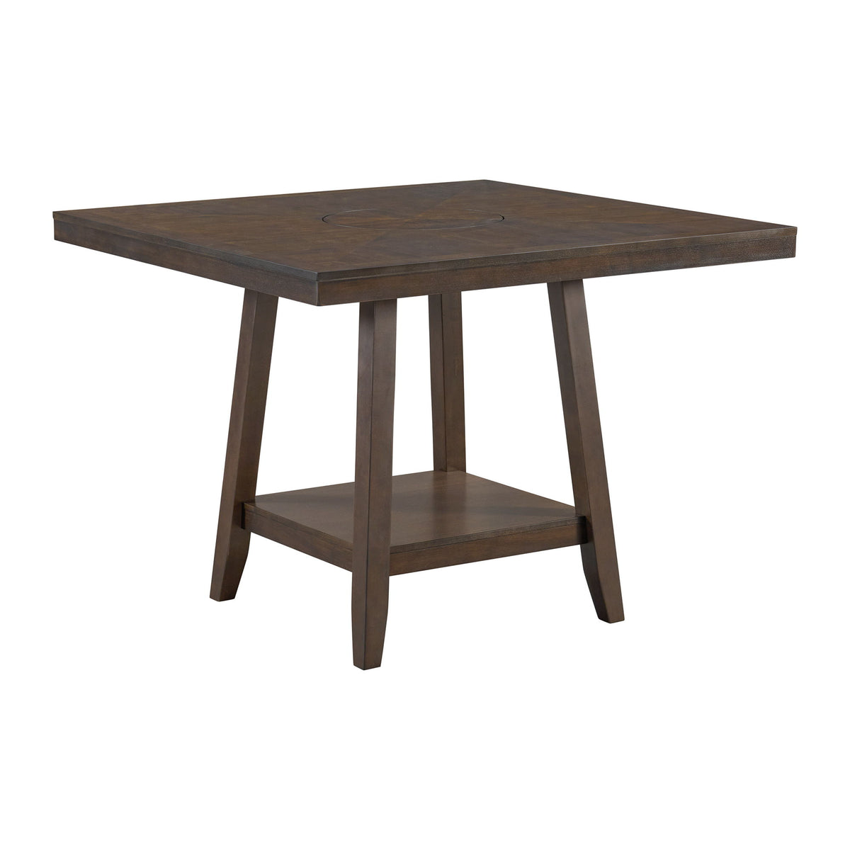 Seneca Square Counter Table With Lazy Susan in Dark Brown by Elements International, view 2