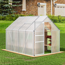 Walk-In Polycarbonate Greenhouse & Roof Vent, Sliding Doors, Aluminum Hobby Hot House For Outdoor