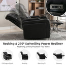270 Degree Swivel Power Recliner With Tray Table, Phone Holder, Cup Holder, USB Port