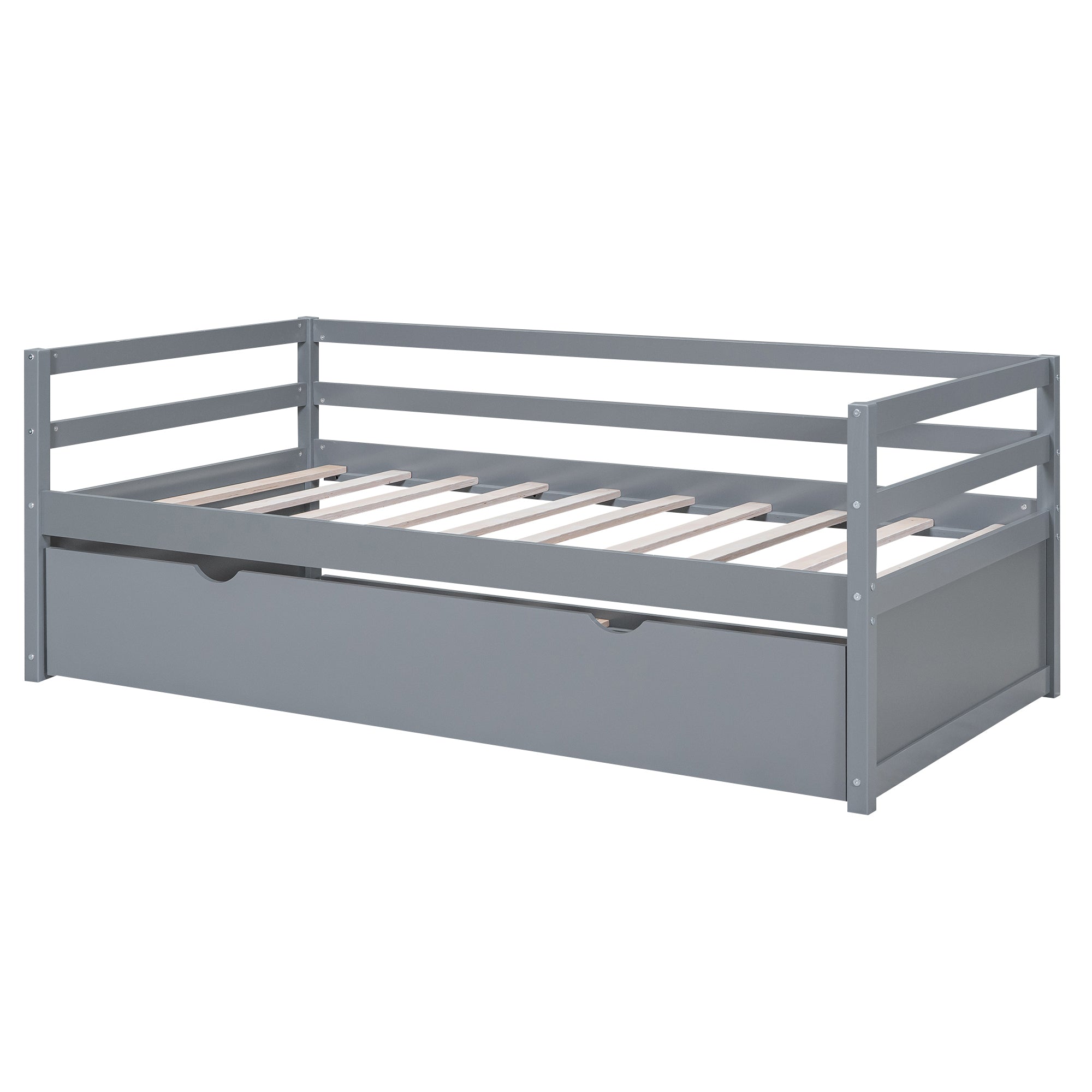 Twin Size Wood Daybed with Twin Size Trundle, Gray - Atlantic Fine Furniture Melbourne FL