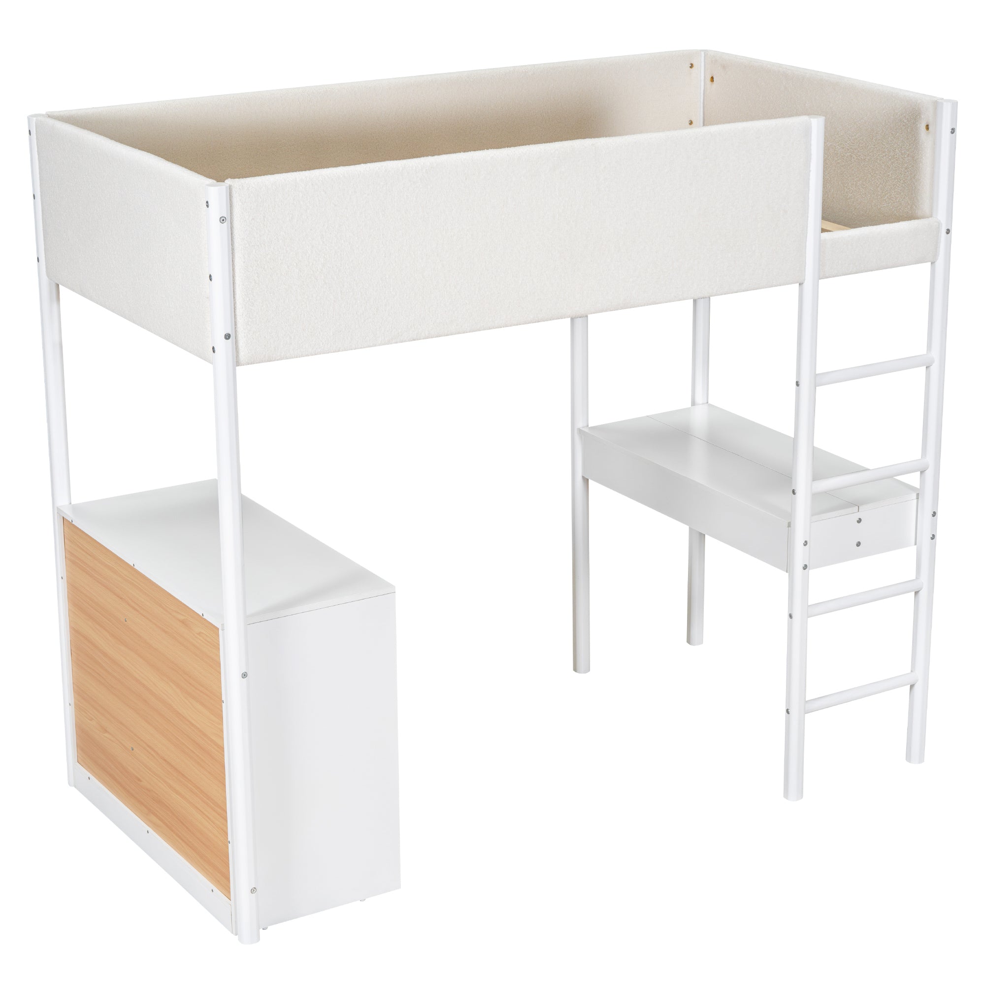 Twin Size Teddy FleeceLoft Bed Wood Bed, White - Atlantic Fine Furniture Melbourne FL