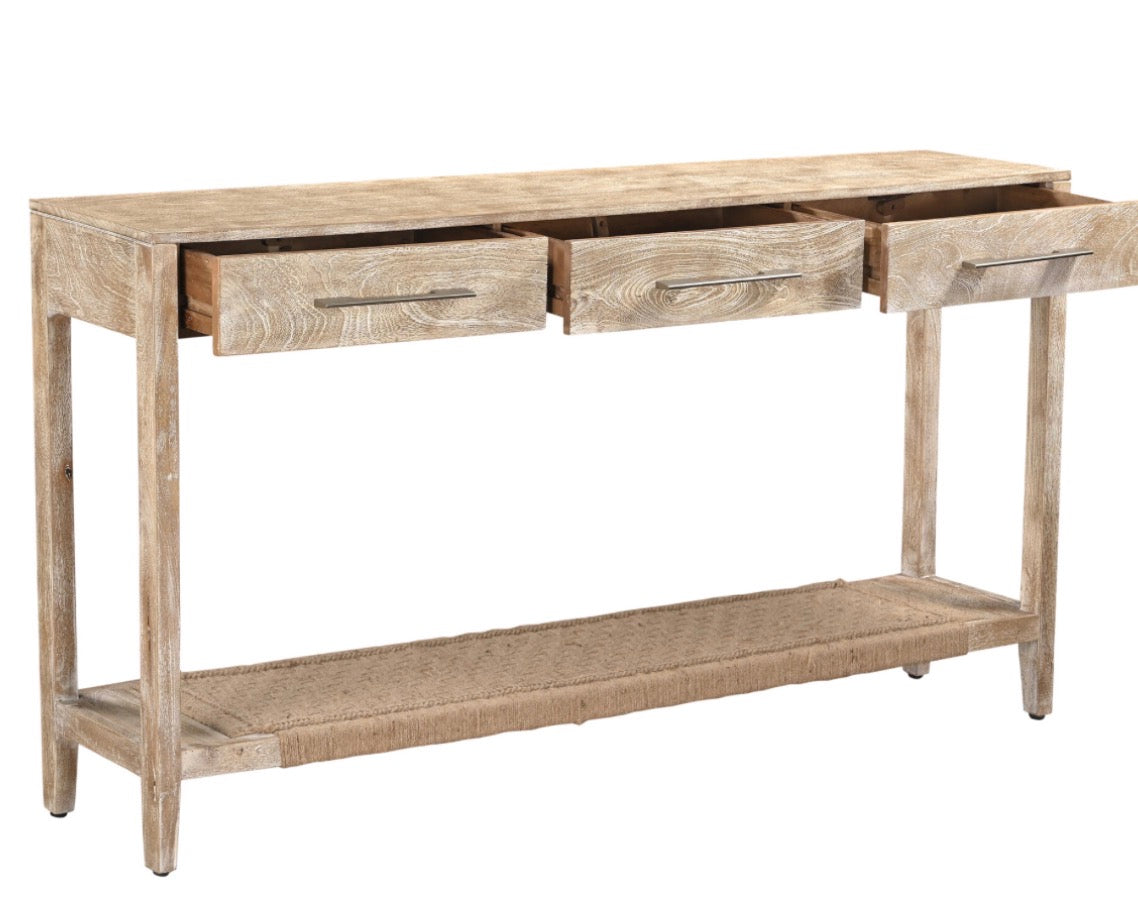 Distressed White Console Table