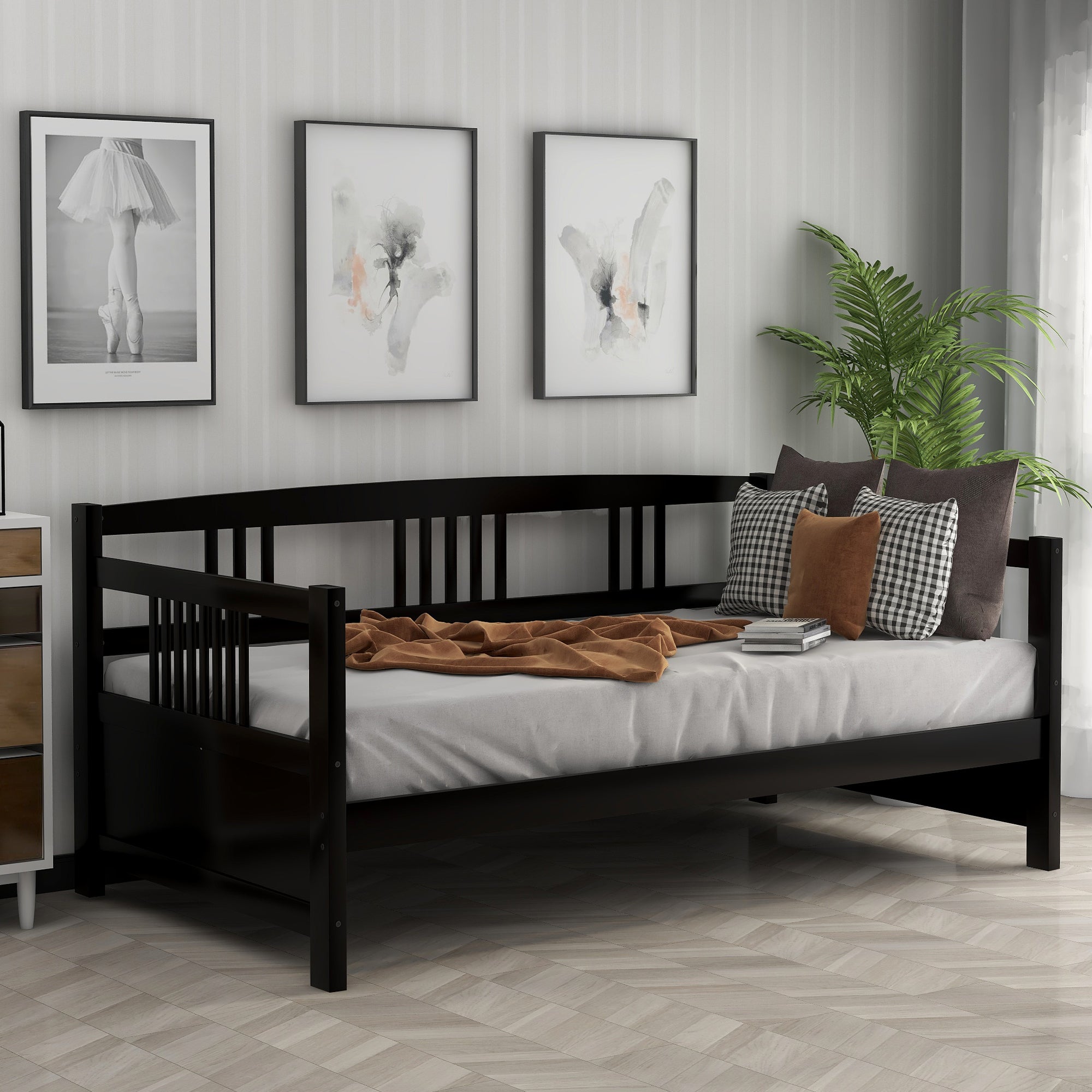 Modern Solid Wood Daybed, Multifunctional, Twin Size, Espresso (Previous SKU: WF191899AAP) - Atlantic Fine Furniture Melbourne FL