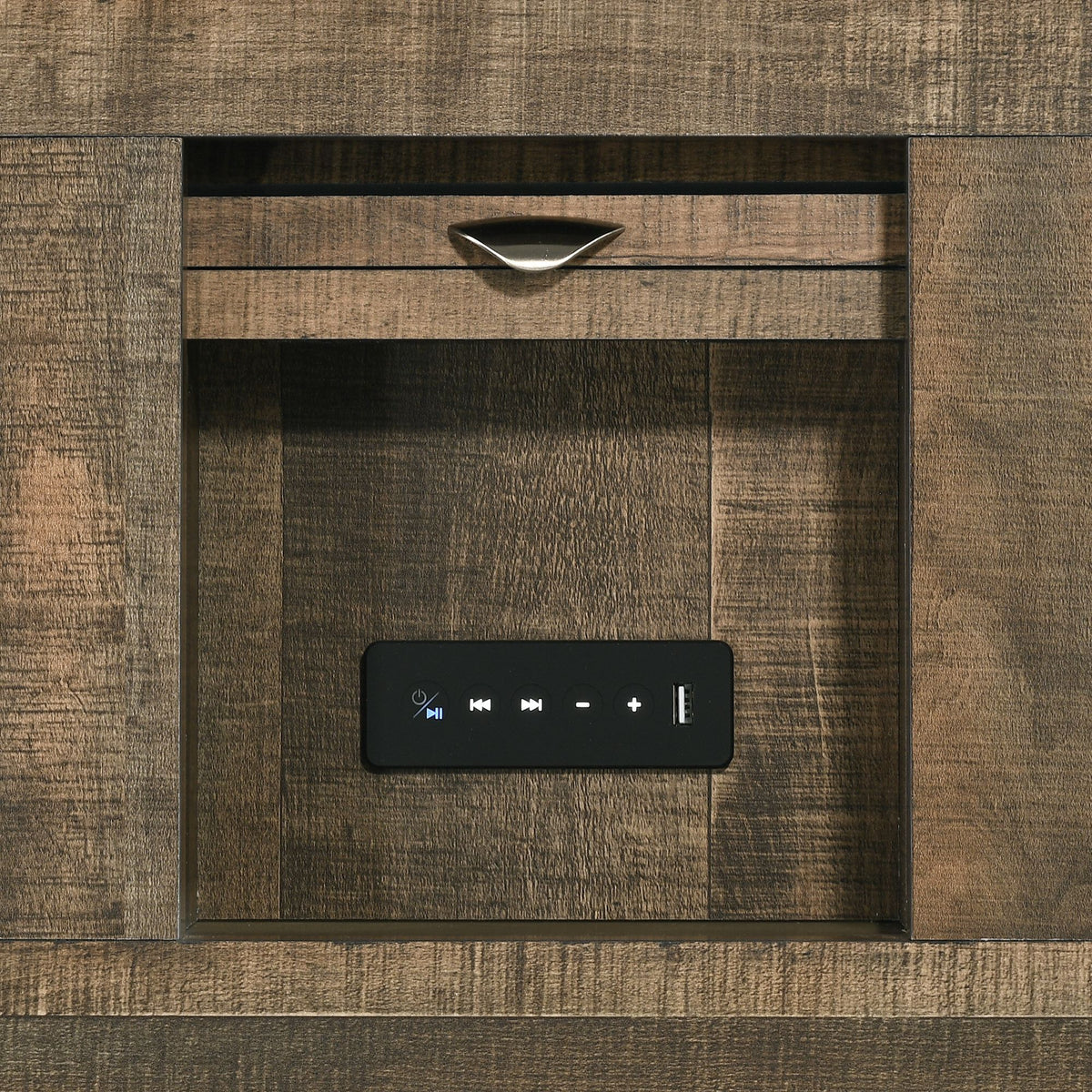 Bailey Bookcase Panel Bedroom Set With Bluetooth in Dark Brown by Elements International, view 9