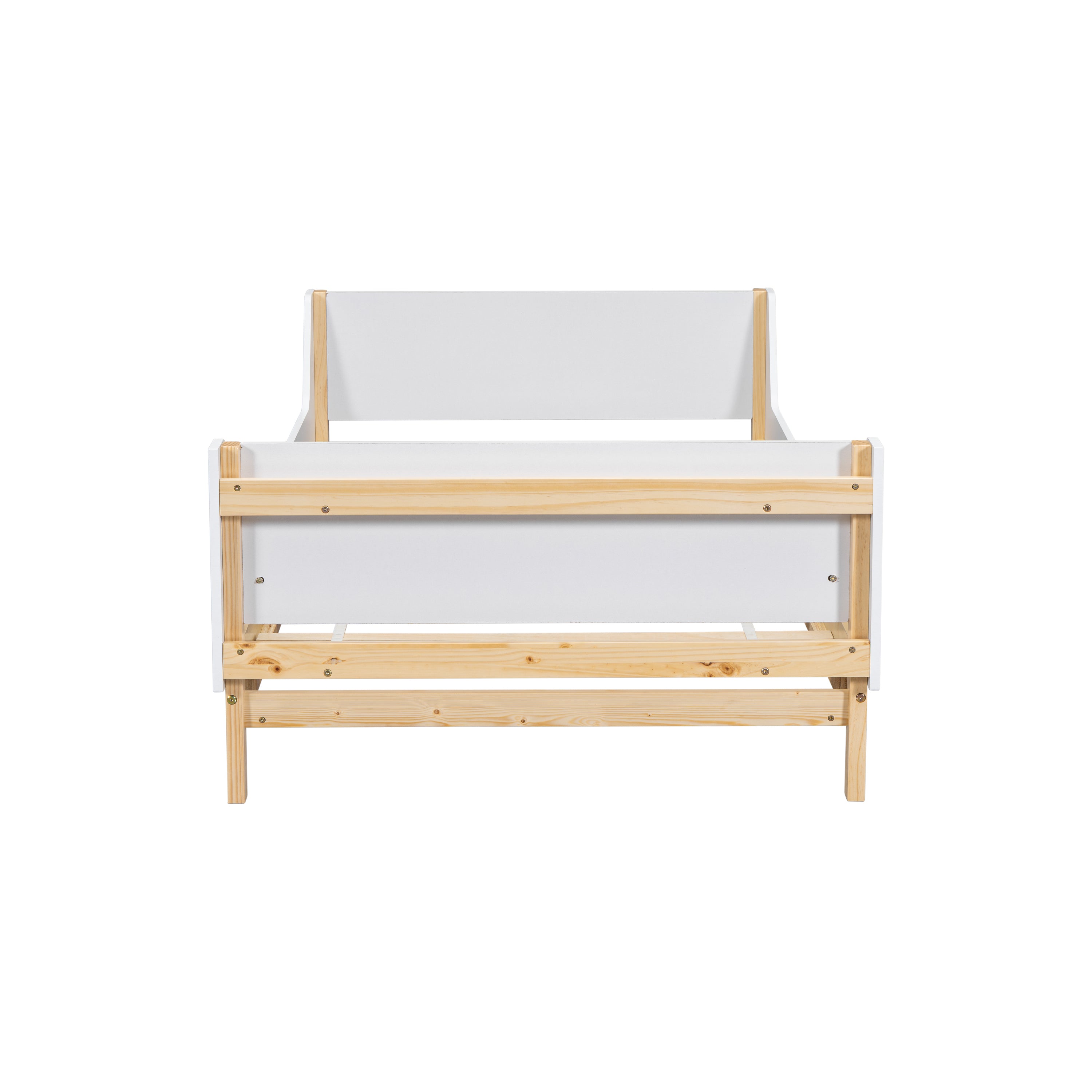Twin Bed with Headboard, Footboard, Safeguards, Built-in Bed-end Book Storage Rack ,White