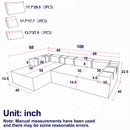 Modern Chenille Upholstered Sectional Sofa Couch Set With 6 Pillows,Free Combination