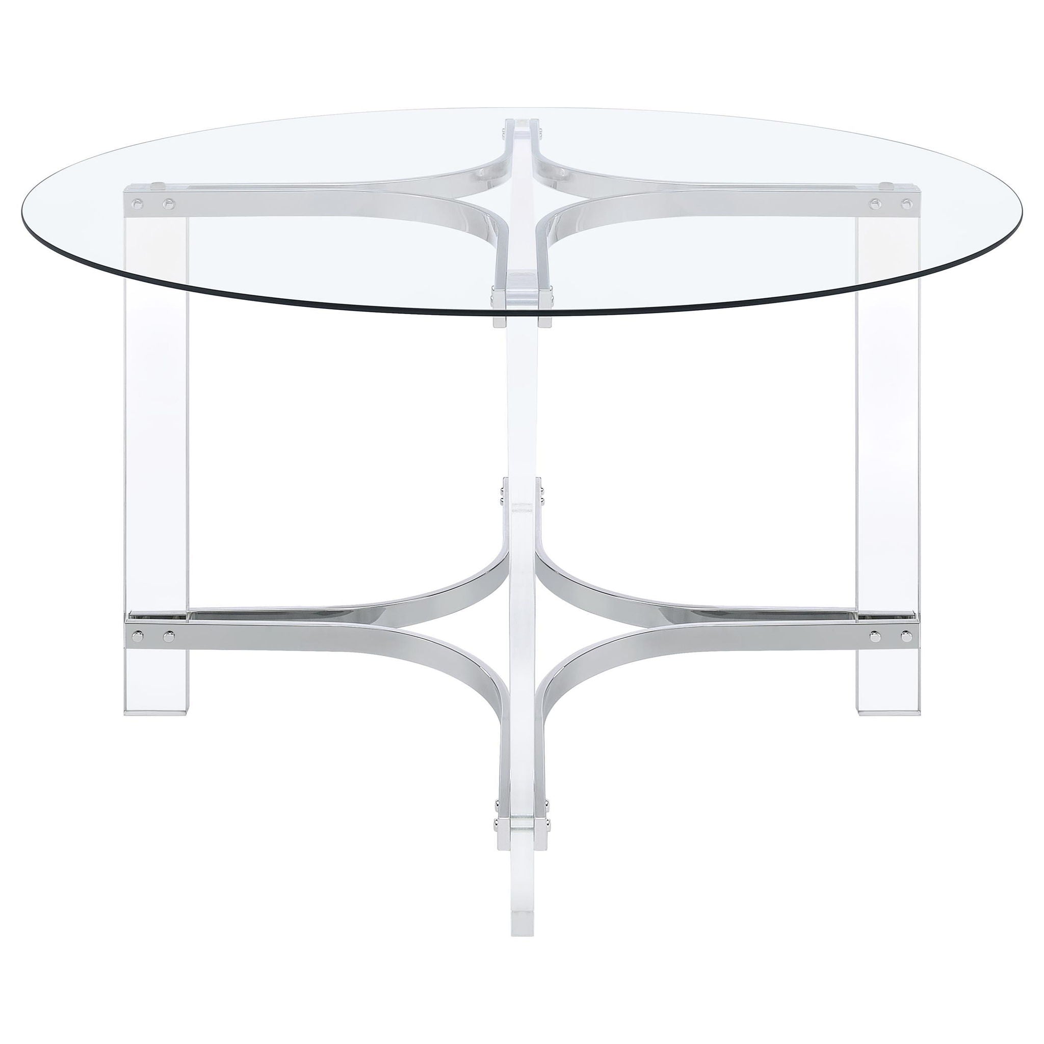 Keeling 47-inch Round Glass Top Acrylic Dining Table Chrome - Atlantic Fine Furniture Melbourne FL